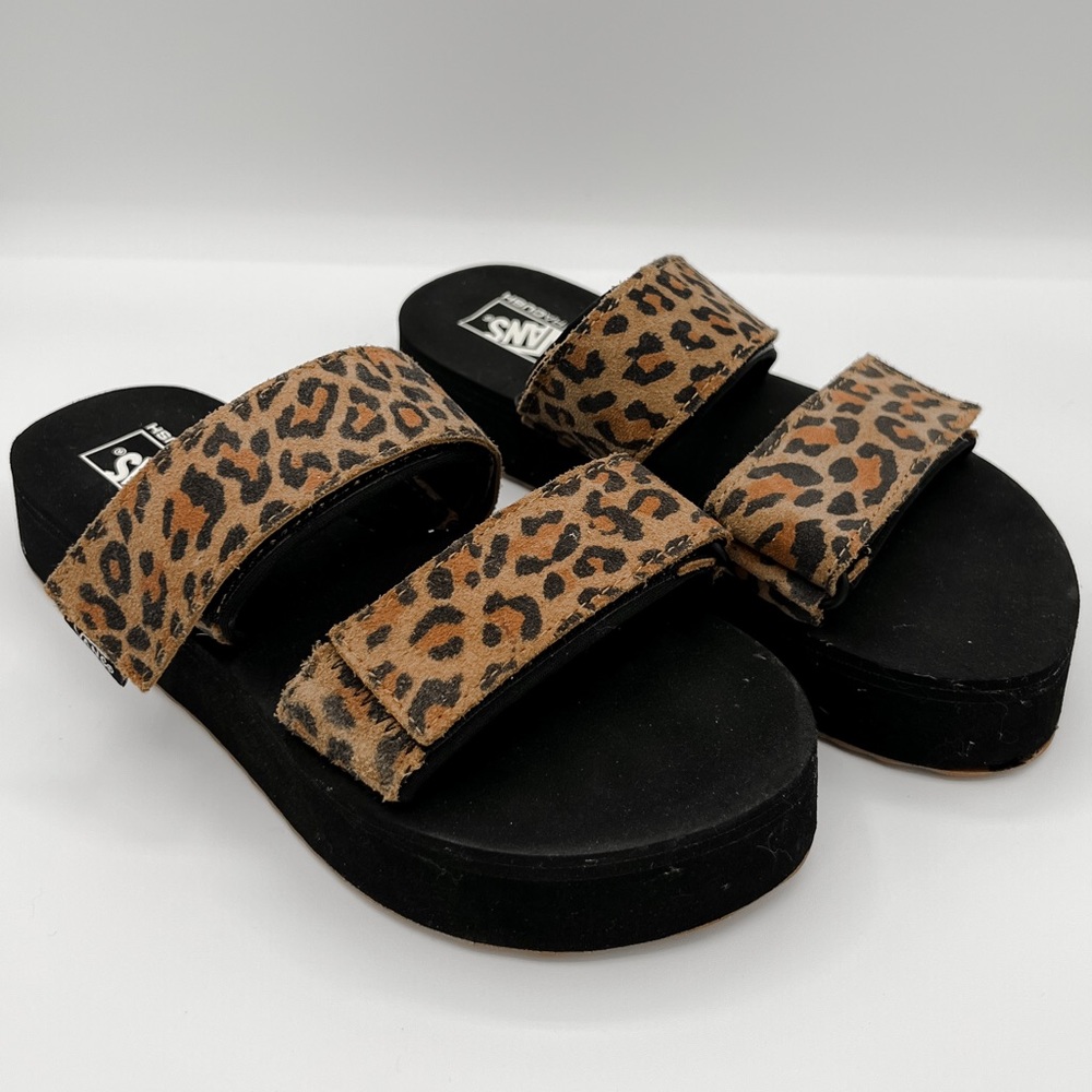 Vans Cayucas Slide Mega Platform Women's Leopard Sandals Size 7 Shoes